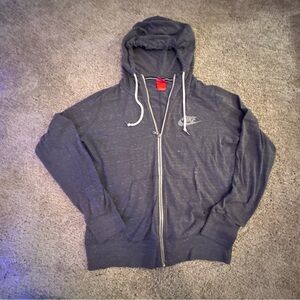 Nike Full Zip Hoodie Sweatshirt Women Large Charcoal Gray Athleisure Sportswear